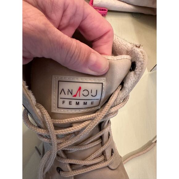 Anjou Femme Womens Hiking Snow Boots Lace Up‎ Round Toe Ankle Fleece Lined - Picture 10 of 12